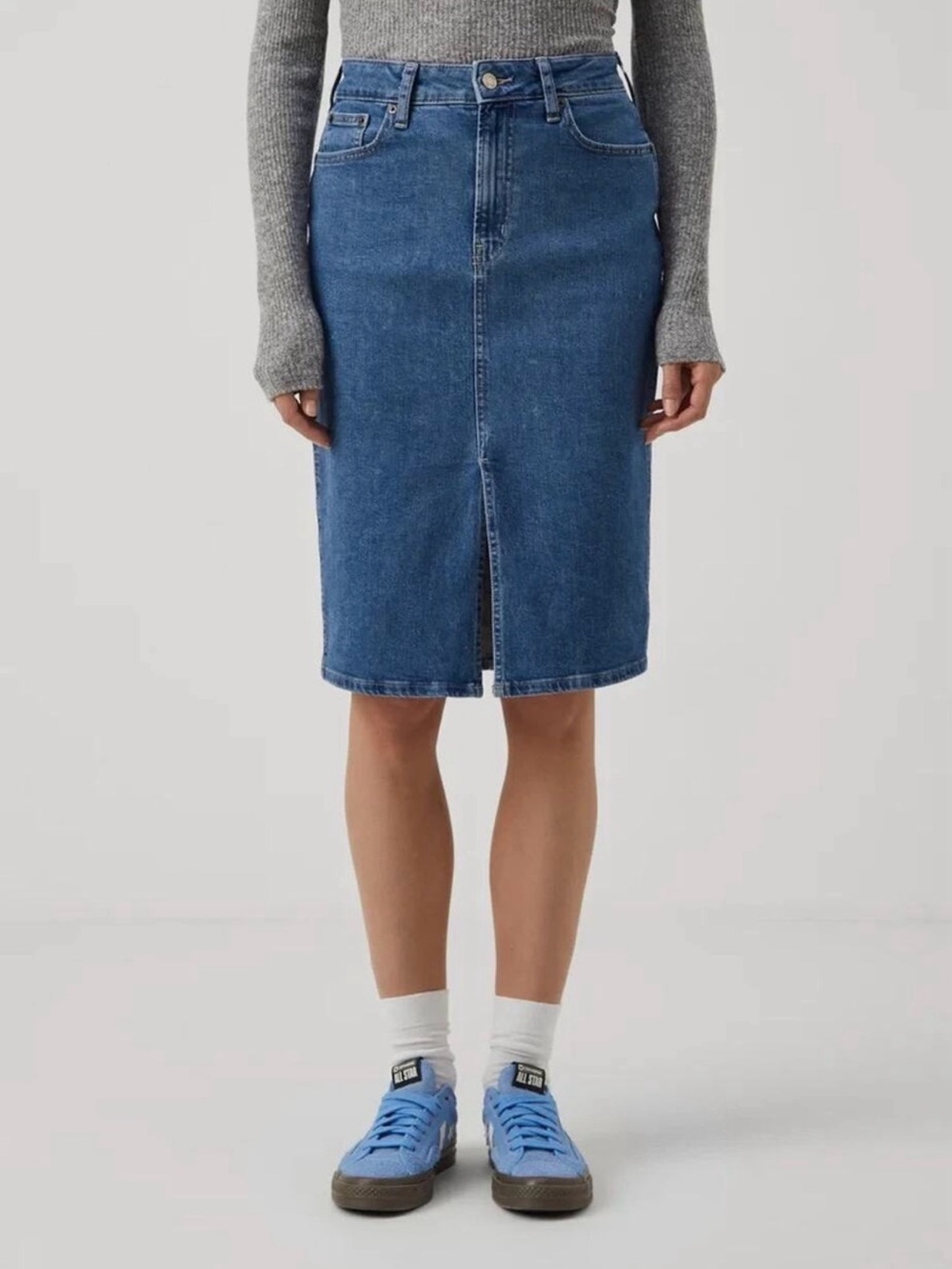 * NWT * NEW GAP JEAN STRETCH DENIM MIDI SKIRT
